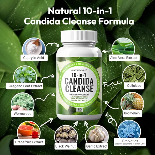 Miniatura 3 de NutraPep Candida Cleanse - Suplemento de desintoxicación – Apoyo natural para el crecimiento excesivo de levadura para mujeres y hombres