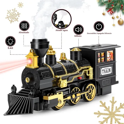 Miniatura 2 de Tren para Árbol de Navidad – Juegos de Tren de Navidad para Debajo del Árbol, Juguete de Tren Eléctrico con Vapor, Luz y Sonido, Ideal para Niños