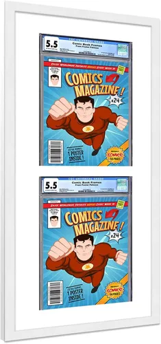 Miniatura 103 de Marco de cómic con paspartú para 8 CGC, CBCS o PGX Graded Comics - Marco de cómic blanco para cómics de 8.125 x 13 pulgadas Marco blanco