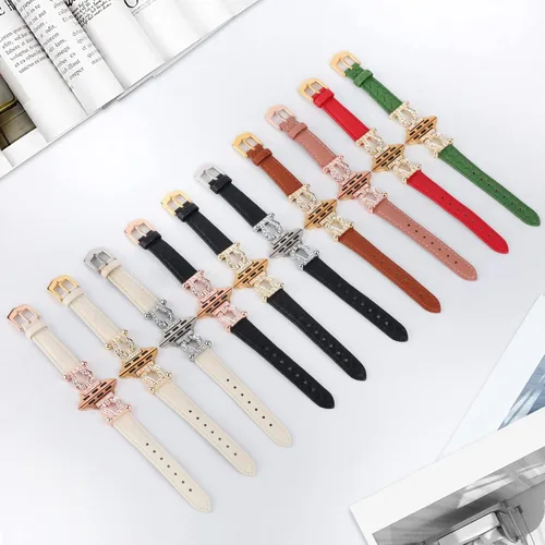 Miniatura 5 de Correas de cuero compatibles con Apple Watch Band de 38/40/41/42/44/45/46/1.929 in, el diamante brillante está montado en la hebilla de metal