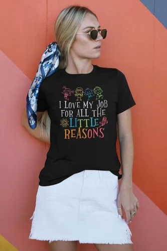 Miniatura 2 de Camisetas de profesor para mujer con texto en inglés "I Love My Job for All The Little Reasons", camisetas divertidas para enseñar, regalo
