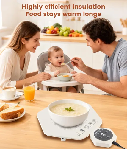 Miniatura 5 de Almohadilla térmica de alimentos – Bandeja eléctrica de silicona de calentamiento rápido, aumento de temperatura de nivel 4, protección de la mesa