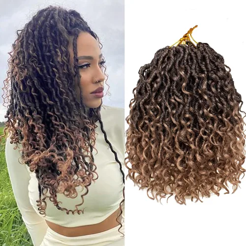 Miniatura 38 de Extensiones de cabello sintético de ganchillo de 24 pulgadas con extremos rizados, extensiones de cabello sintético con extremos rizados, trenzas