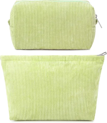 Miniatura 22 de SOIDRAM 2 Piezas de Bolsa de Maquillaje a Rayas Grande, Bolsa de Cosméticos de Cordura de Gran Capacidad, Bolsa de Lona Mixta de Artículos de Rayas