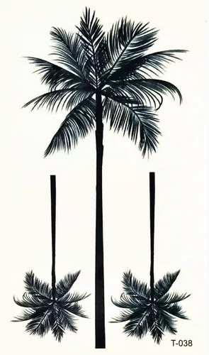 Miniatura 3 de Mini tatuajes, 2 hojas de palmera de coco, árbol de playa, tatuaje temporal de dibujos animados para hombres, mujeres y niños, arte a la moda