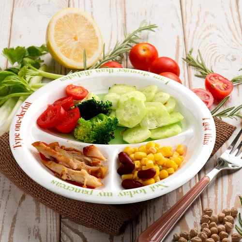 Miniatura 3 de Eaasty Placa de control de porciones para diabéticos, platos divididos para adultos con proteínas, carbohidratos y verduras, plato de dieta, platos