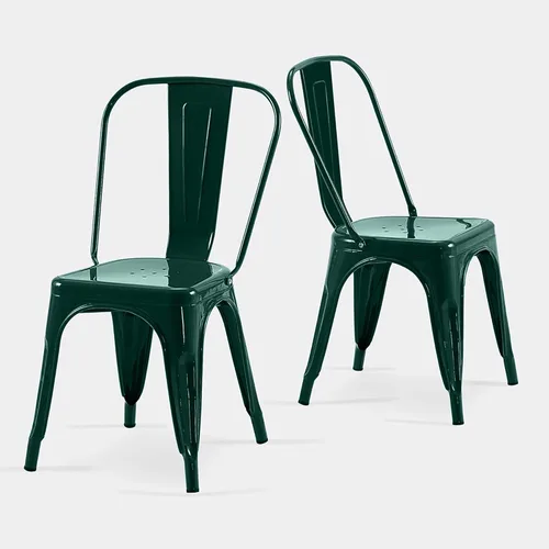 Miniatura 29 de AC Pacific Sillas de comedor de metal industrial de 18 pulgadas de altura, asiento apilable de cocina o bar, diseño moderno y duradero, muebles