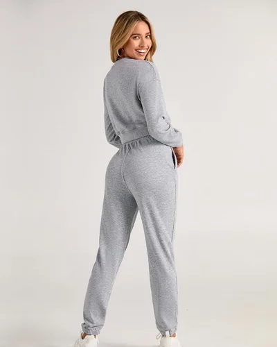 Miniatura 5 de BTFBM Conjunto deportivo de 2 piezas para mujer, camiseta corta de manga larga, sin botones, pantalón con cordón ajustable, pantalones deportivos