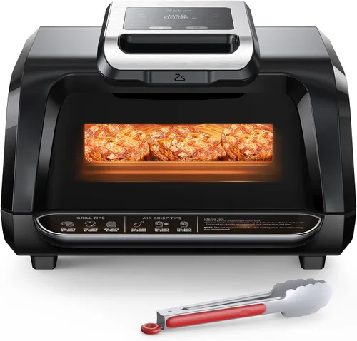 Zstar Combo de freidora de aire para interiores con ventana transparente, parrilla de aire eléctrica 7 en 1 sin humo de hasta 450 °F, parrilla de