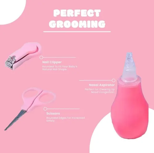 Miniatura 2 de Kit de cuidado de la salud de 10 piezas para recién nacidos y niños pequeños (rosa), ideal para viajes y uso doméstico