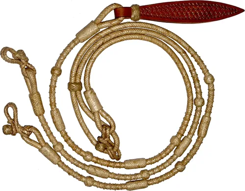 Horse Western Tack - Cuerda trenzada a mano de 8.5 pies con piel natural sin procesar en nudos a juego, piel cruda, trenzada a mano, cuerda de