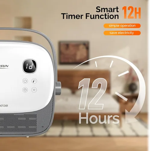 Miniatura 6 de ROVSUN Calentador de espacio pequeño de pared de 1500 W con control remoto, elemento de calefacción PTC y calentamiento rápido 3S, calentador