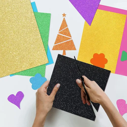 Miniatura 5 de Cartulina negra con purpurina de 12 x 12 pulgadas, papel para Cricut, tarjeta gruesa para hacer tarjetas, álbumes de recortes, manualidades