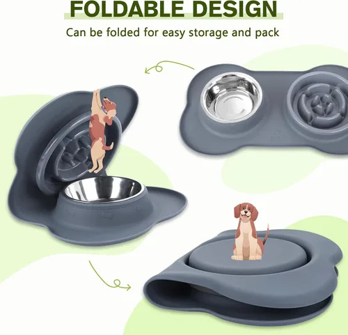 Miniatura 5 de Pecute Comedero Lento para Perros para Ralentizar la Alimentación, Tazón para Perros con Alimentador Lento sin Derrame con Alfombrilla de Silicona