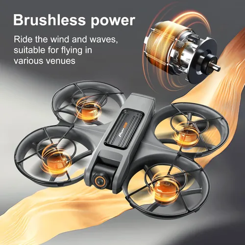 Miniatura 2 de Drone con control remoto de pantalla grande (4.92 pulgadas), mini avión con cámaras duales, 2 baterías, giros de 360°, protección completa de Negro
