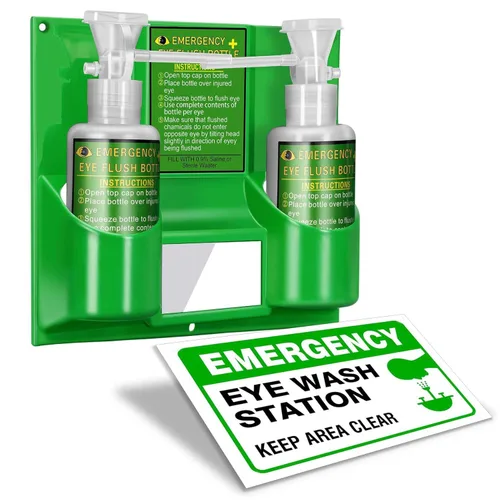 Magula Estación de lavado de ojos portátil de 17 oz*2 aprobada por la OSHA, sin BPA, kit de lavado de ojos de primeros auxilios montado en la pared