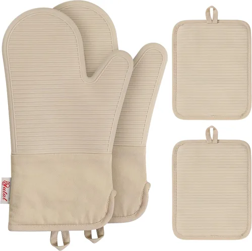Miniatura 23 de YUTAT Silicone Oven Mitts,Heat Resistant 500F Kitchen Mitts 2PCS,Waterproof Cooking Gloves with Soft Polyester Filling for Kitchen Cooking Baking