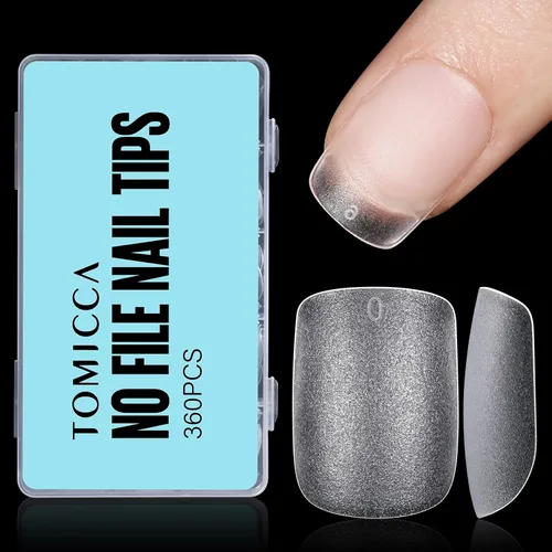 Miniatura 18 de TOMICCA Puntas de uñas extra cortas en forma de ataúd, 240 piezas de uñas postizas acrílicas de cobertura completa para manicura con extensión, 15