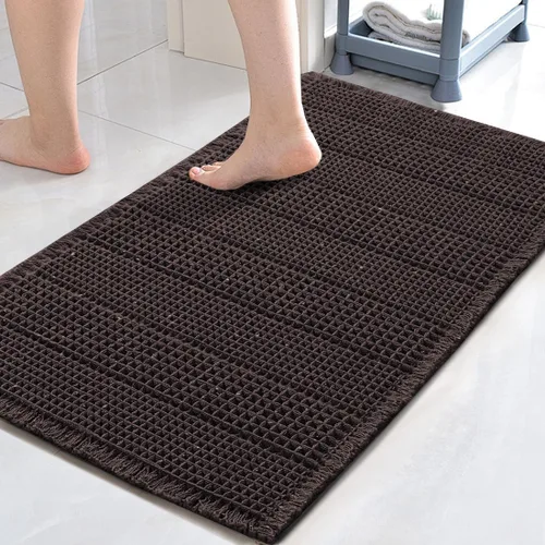 Miniatura 13 de H.VERSAILTEX Alfombra de baño de goma eva súper absorbente, alfombras de baño antideslizantes para piso de baño, alfombras de baño lavables a Crema