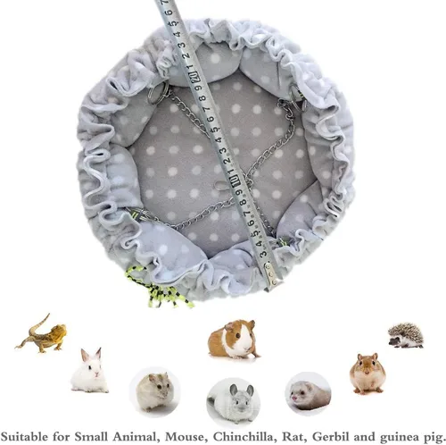 Miniatura 4 de Oncpcare Hamaca de jaula de animales pequeños, hamaca de flor, jaula de conejillo de indias, cama cálida para loro planeador de azúcar, hurón