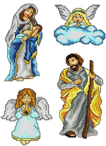 Miniatura 3 de Crafting Spark Kit de punto de cruz en lienzo de plástico con nacimiento de Cristo. Precioso adorno de 7.09 x 9.45 pulgadas. 14 hojas de lona