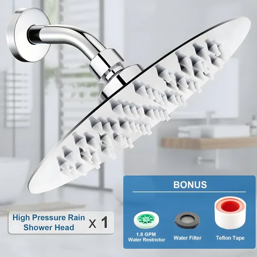 Miniatura 5 de Cabezal de ducha de lluvia de alta presión, de 6 pulgadas con reemplazo ajustable perfecto, limitador extraíble, fácil instalación para tus Acabado
