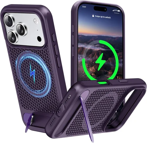 Miniatura 20 de Funda magnética de disipación de calor para iPhone 13 Pro Max, para MagSafe, protección contra caídas Coolingf, funda con función atril ajustable