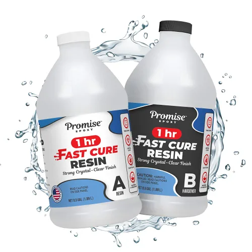 Resina de curado rápido Promise Epoxy 1 galón - Cristal transparente resistente a los rayos UV, autonivelante, sin VOCs con tiempo de desmoldeo de 1