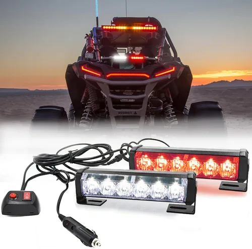 Miniatura 20 de 2 x 6 LED con 9 modos de advertencia para el tráfico - Luces estroboscópicas impermeables para auto, para interior, techo, salpicaderas, parabrisas