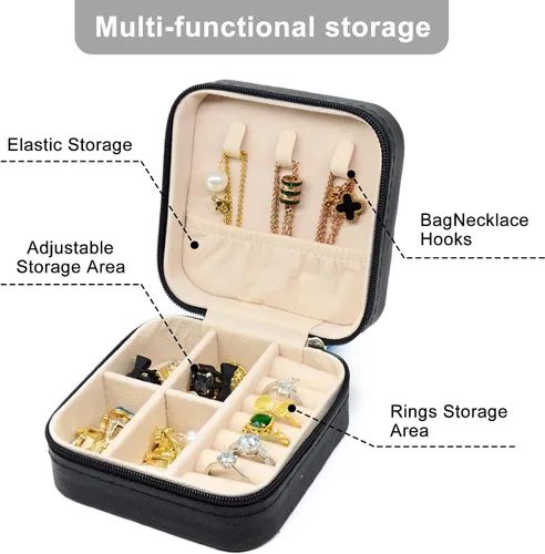 Miniatura 28 de KEINE MARKE Joyero pequeño, estuche portátil de viaje para anillos, colgantes, aretes, collares, organizador de pulseras, cajas de almacenamiento, 1