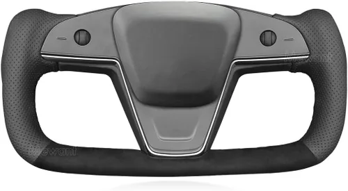Miniatura 8 de MEWANT Funda para volante de automóvil de piel sintética cosida a mano para Tesla Yoke Model S Plaid 2021-2023/Model X 2021-2023, accesorios