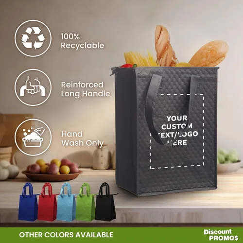 Miniatura 2 de DISCOUNT PROMOS Juego de 10/50/100 bolsas de almuerzo con aislamiento con cremallera, paquete personalizado a granel perfectas para el trabajo