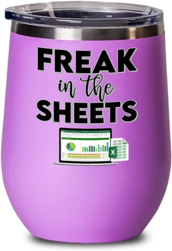 Miniatura 4 de Freak In The Sheets Excel Wine Tumbler for Accountant CPA Accounting Thank You Appreciation Ideas for Boss Coworker Office Humor 12 oz Powder Coated