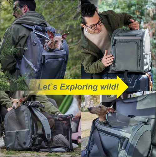 Miniatura 7 de Transportador expandible para mascotas, mochila plegable y desmontable aprobada por aerolíneas, se adapta a gatos de 13 libras y cachorros pequeños