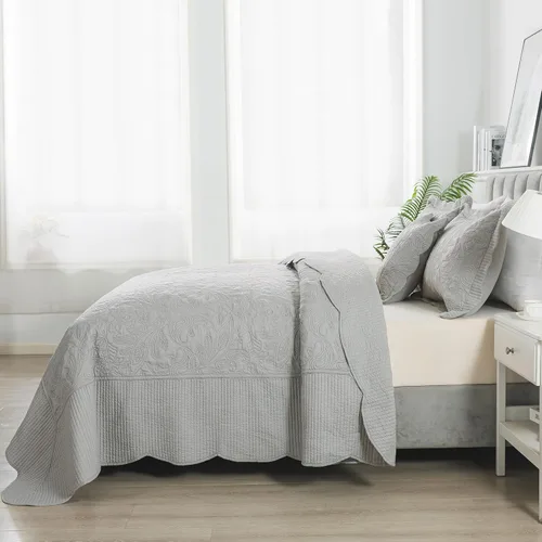 Miniatura 366 de HoneiLife - Juego de colcha de tamaño Queen, juego de ropa de cama de pana bordada de 3 piezas, colcha de lujo, ligera, cálida, para todas las Pana