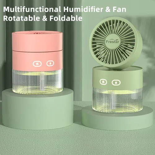 Miniatura 8 de Ventilador de refrigeración personal y humidificador de aire pequeño de 11.8 fl oz con luz nocturna LED, carga USB de escritorio 3 en 1 para oficina