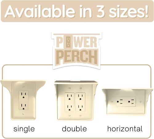 Miniatura 8 de Power Perch - Organizador de estante horizontal para altavoces Alexa Echo Dot, teléfono, soporte de pared con correa de almacenamiento de cable