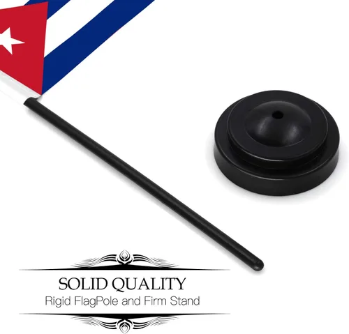 Miniatura 6 de Anley Juego de banderas de escritorio Cuba Deluxe – Bandera de escritorio cubana miniatura de 6 x 4 pulgadas con poste sólido de 12 pulgadas