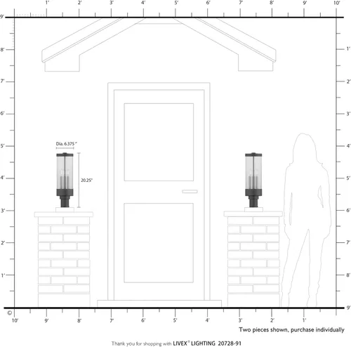 Miniatura 5 de Livex Lighting 20728-91 Hillcrest - Linterna de poste superior para exteriores, acabado de níquel cepillado con cristal transparente