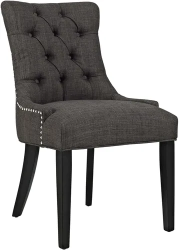 Modway Regent Modern - Elegante tela tapizada con botones y ribete de cabeza de clavo, silla auxiliar de comedor, color marrón