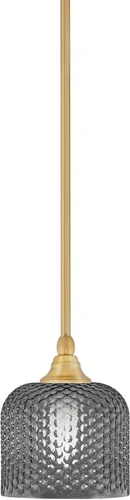 Miniatura 126 de Toltec Lighting Tallo Colgado Mini colgante, acabado de cobre negro, 3.5" cuadrado humo burbuja vidrio