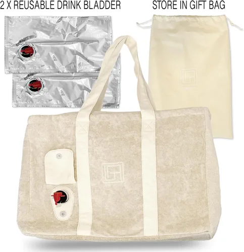 Miniatura 8 de Baseline IGR Bolsa de mano Bolso grande elegante y versátil Bolsa térmica interna Correa larga de lona Bolso de hombro de moda de playa, biege