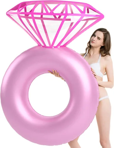 Jasonwell Flotador inflable de diamante para piscina, anillo de compromiso, despedida de soltera, decoración de estagette, tubo de natación, Rosa