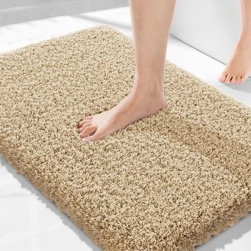 Miniatura 100 de Yimobra Alfombra de baño de felpa esponjosa, súper lanuda suave, cómoda, antideslizante, absorbente de agua, alfombra de baño de microfibra que se