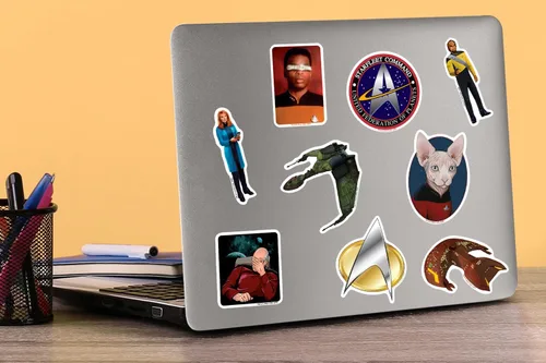 Miniatura 5 de Star Trek The Next Generation - Paquete variado de calcomanías de vinilo grandes de lujo de 100 unidades, personajes icónicos troquelados de TNG