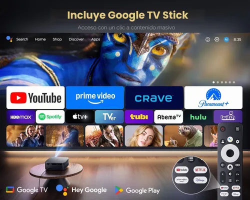 Miniatura 2 de Proyector inteligente con WiFi 6 y Bluetooth de [1500 ANSI/Google TV/Control de voz], compatible con 4K, Proyector de películas al aire libre