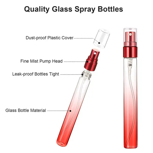Miniatura 3 de 18 mini botellas de perfume de viaje de 0.3 fl oz (0.3 fl oz) de vidrio colorido pulverizador de niebla fina botellas de aerosol vacías envase