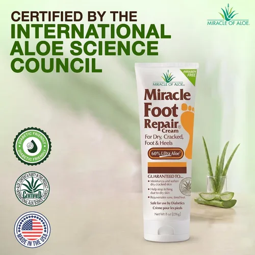 Miniatura 2 de Miracle Foot Repair Cream, (1 onza/3 unidades) repara talones y pies secos agrietados, 60% ultraaloe puro hidrata, suaviza y repara