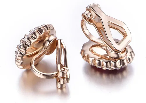 Miniatura 24 de Yoursfs Austria - Aretes de clip de cristal para mujer, chapados en oro de 18 quilates, joyería de moda con halo de circonita cúbica, aretes sin