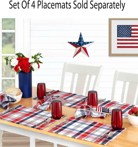 Miniatura 9 de Lintex Home Bargains Plus - Servilletas de tela patrióticas para celebración, juego de 4 Rojo Blanco y Azul, Algodón, Servilleta Americana Tela A